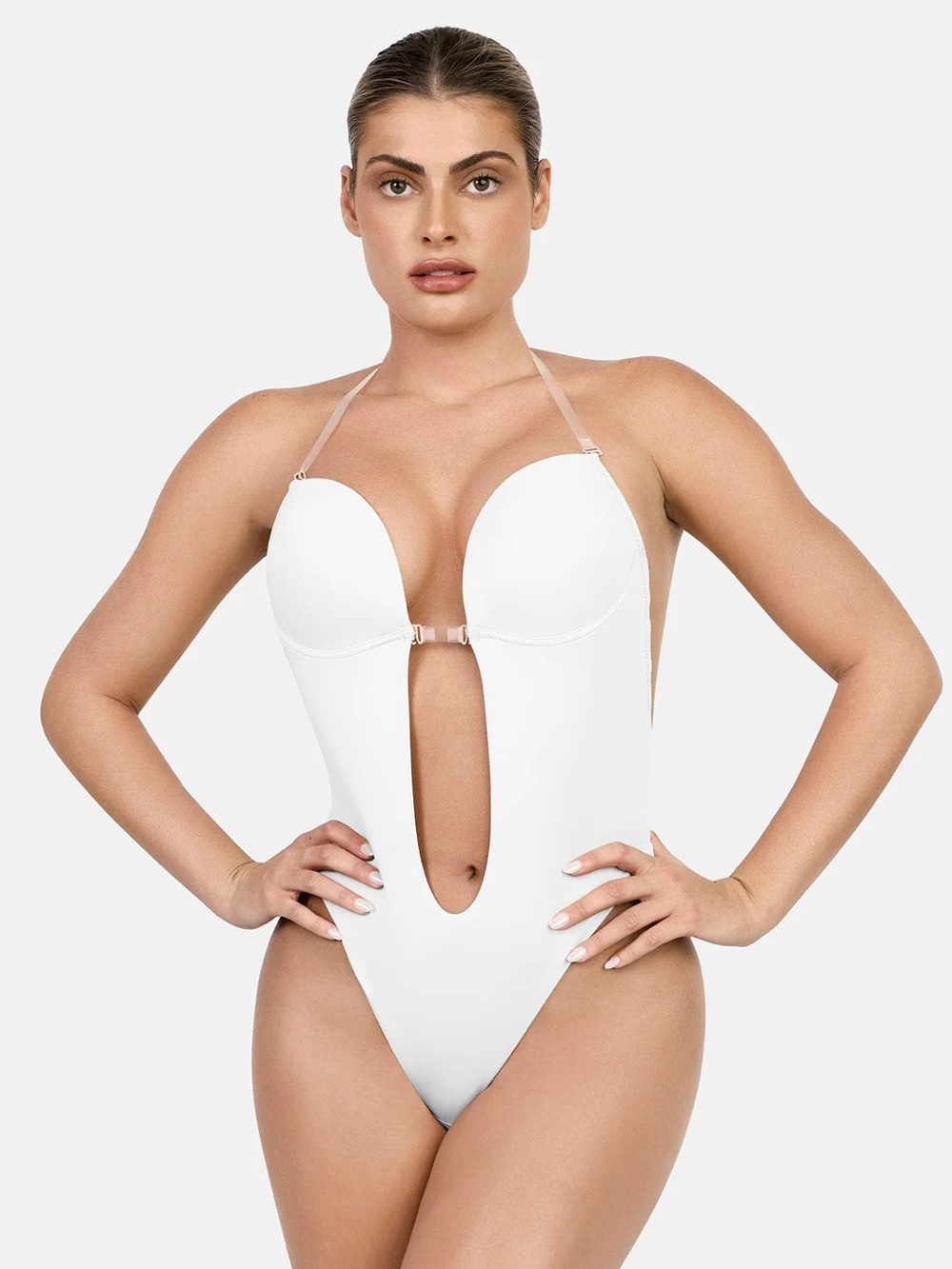 Popilush shapewear Plunge halter strap u sculpting backless One-Piece bodysuit